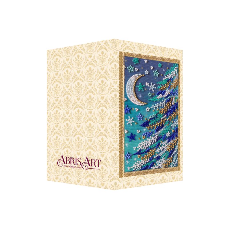 Bead Embroidery Postcard Kit "Snowy night"