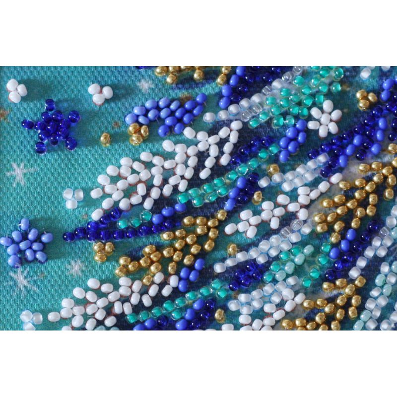 Bead Embroidery Postcard Kit "Snowy night"