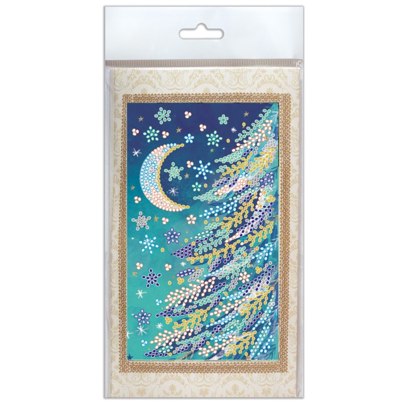 Bead Embroidery Postcard Kit "Snowy night"