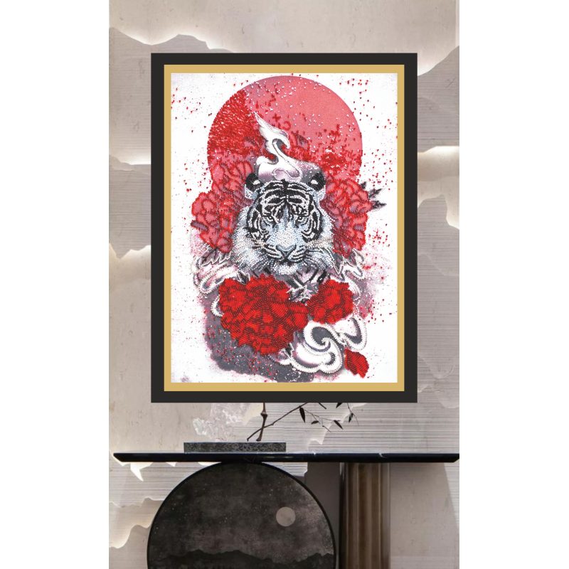 Bead Embroidery Kit on Art Canvas "Bai-hu (White tiger)"