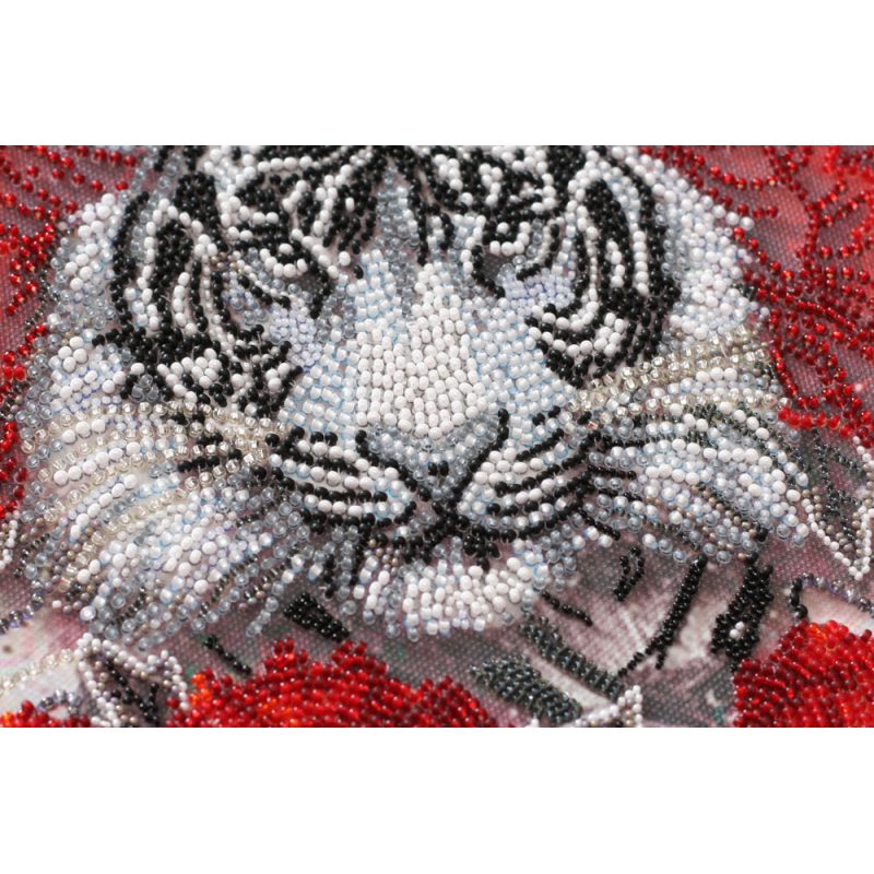 Bead Embroidery Kit on Art Canvas "Bai-hu (White tiger)"