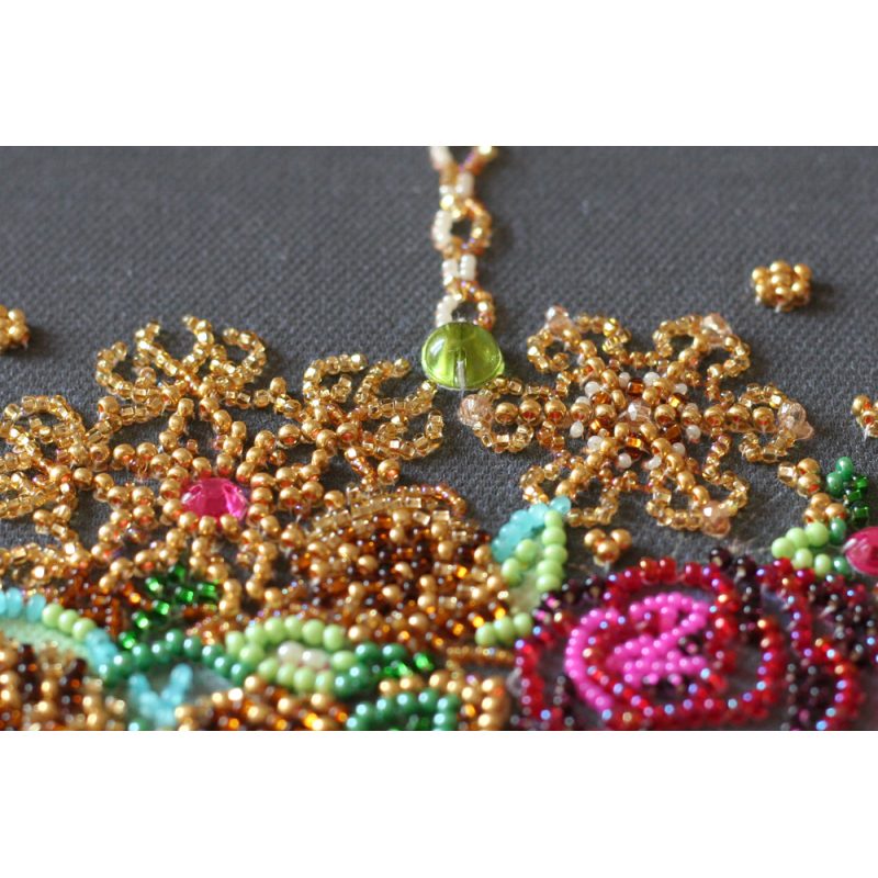 Bead Embroidery Kit on Art Canvas "New year wreath"