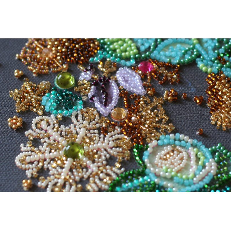 Bead Embroidery Kit on Art Canvas "New year wreath"