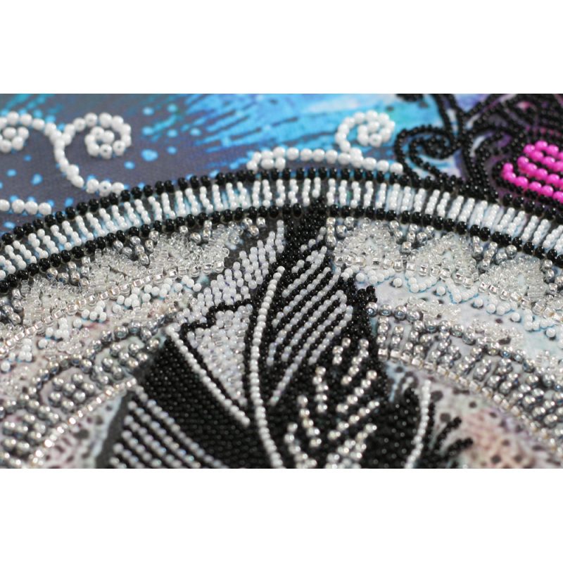 Bead Embroidery Kit on Art Canvas "Mandala feather"