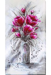 Bead Embroidery Kit on Art Canvas "Red emerald"