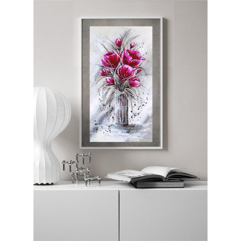 Bead Embroidery Kit on Art Canvas "Red emerald"