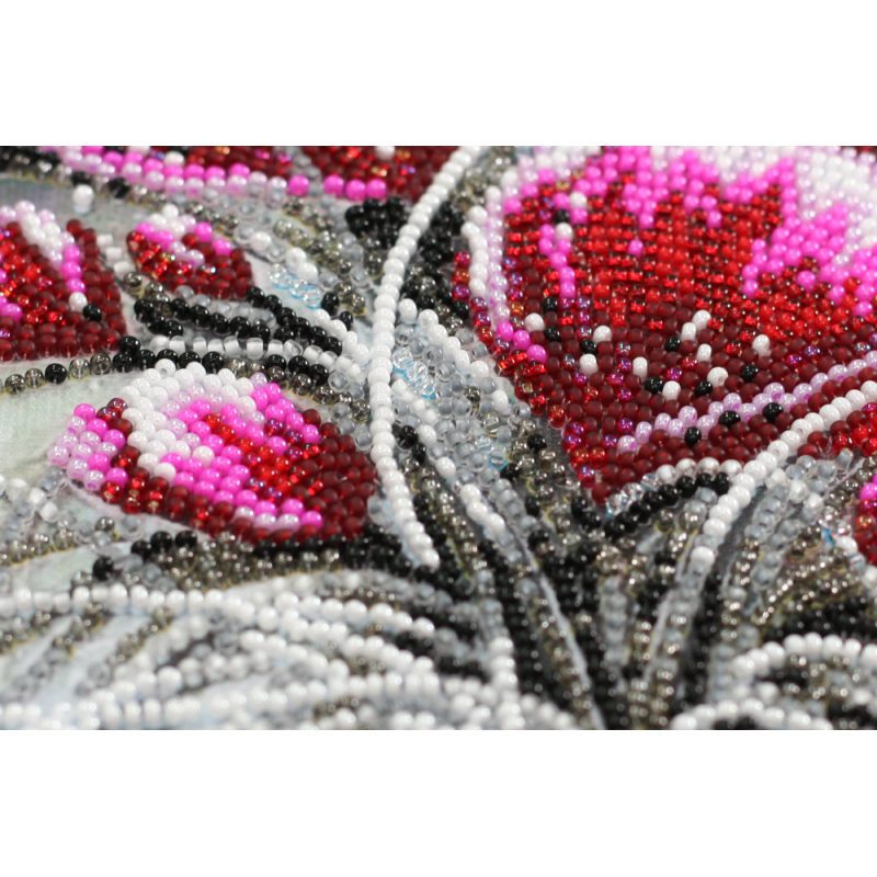 Bead Embroidery Kit on Art Canvas "Red emerald"