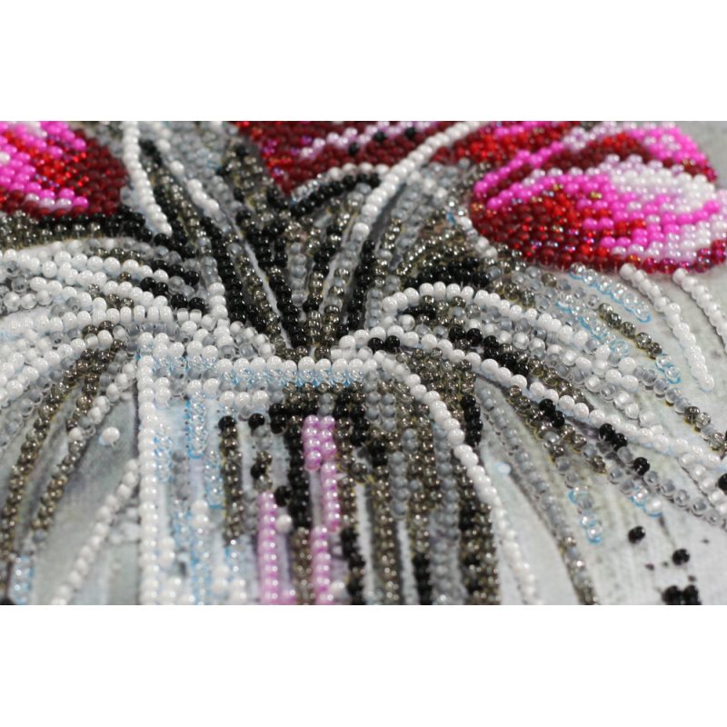 Bead Embroidery Kit on Art Canvas "Red emerald"