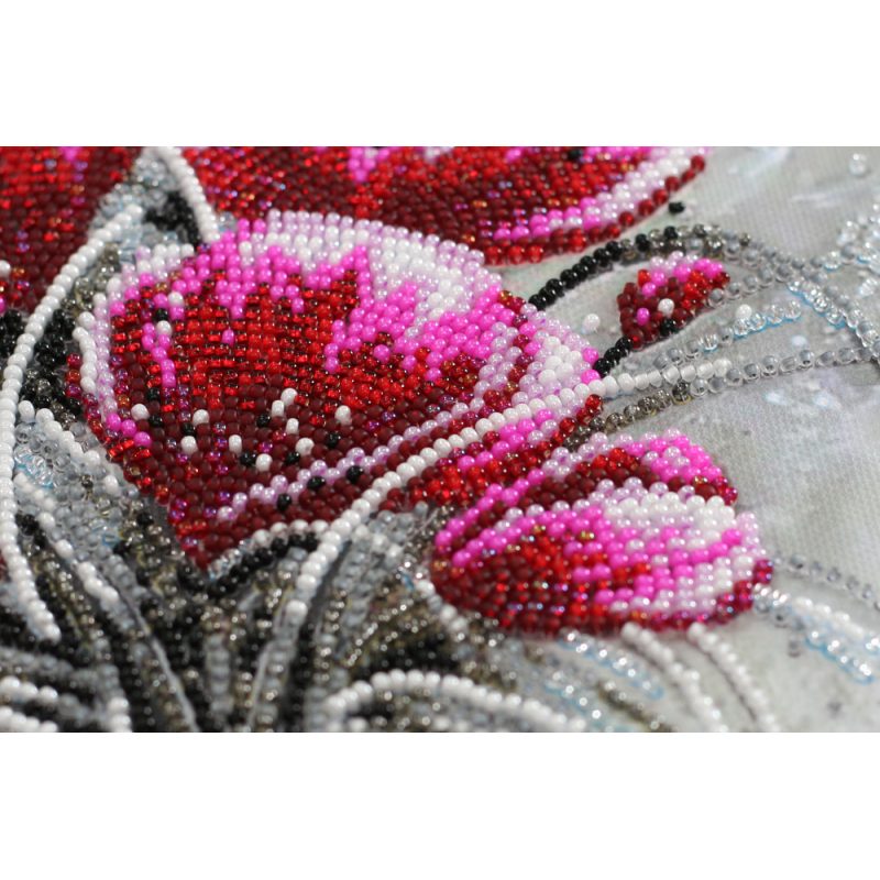 Bead Embroidery Kit on Art Canvas "Red emerald"