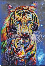Bead Embroidery Kit on Art Canvas "Colored tigers"