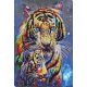Bead Embroidery Kit on Art Canvas "Colored tigers"