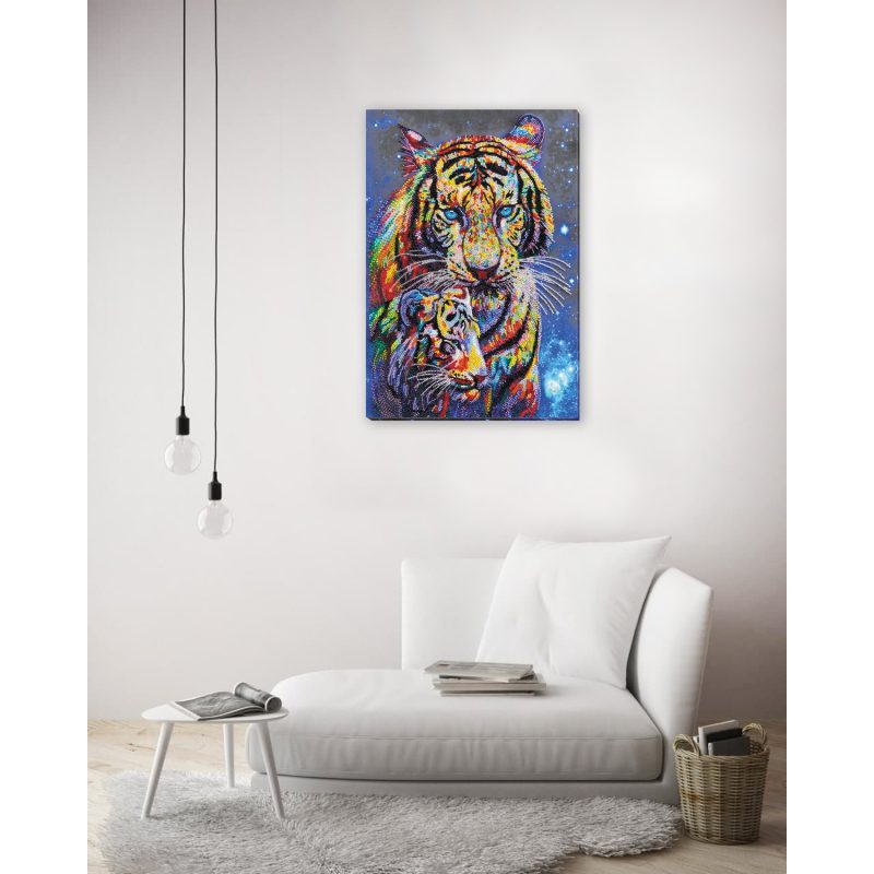 Bead Embroidery Kit on Art Canvas "Colored tigers"