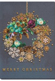 Bead Embroidery Kit on Art Canvas "New year wreath"