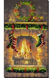 Bead Embroidery Kit on Art Canvas "By the fireplace"