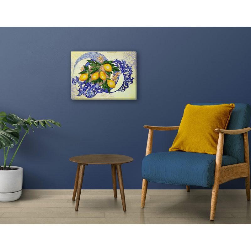 Bead Embroidery Kit on Art Canvas "Lemons"