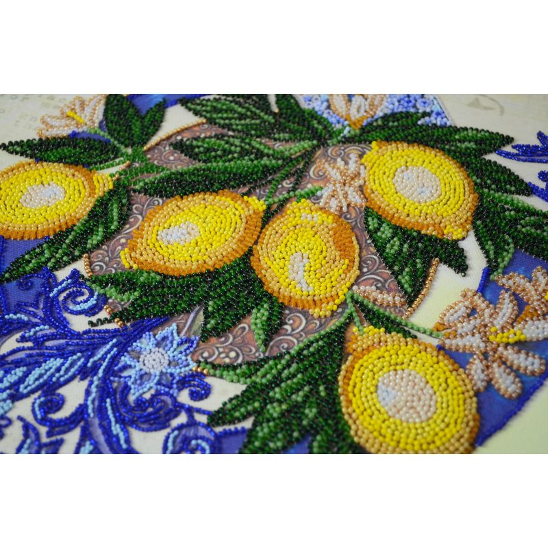 Bead Embroidery Kit on Art Canvas "Lemons"