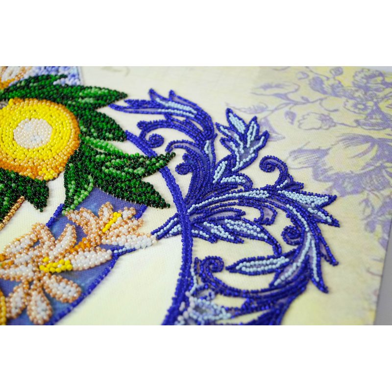Bead Embroidery Kit on Art Canvas "Lemons"