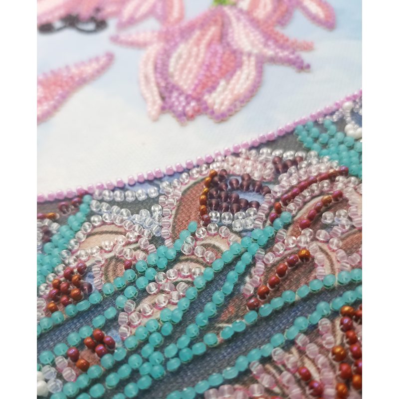 Bead Embroidery Kit on Art Canvas "Blooming magnolia"