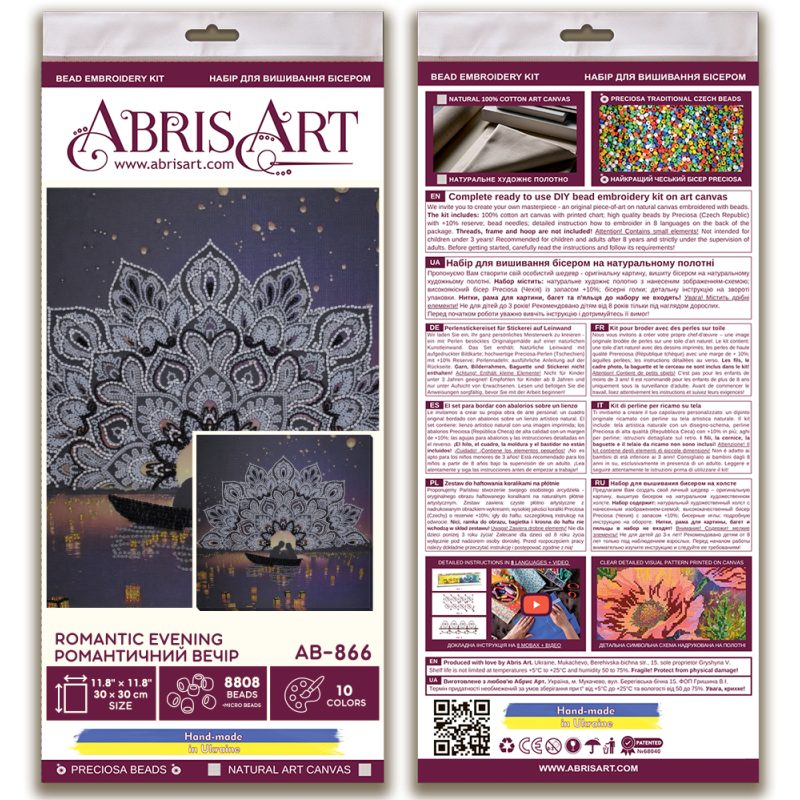 Bead Embroidery Kit on Art Canvas "Romantic evening"