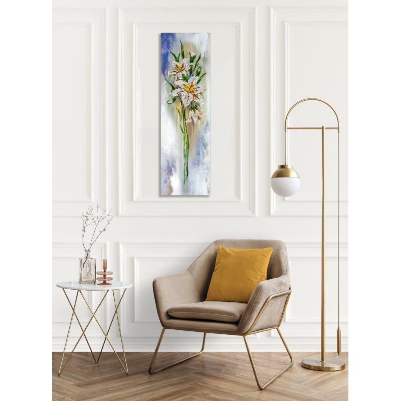 Bead Embroidery Kit on Art Canvas "Fragile lilies"