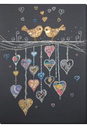 Bead Embroidery Kit on Art Canvas "Birds in love"