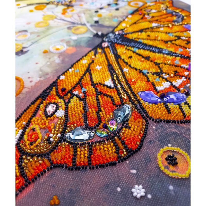 Bead Embroidery Kit on Art Canvas "Amber flight"
