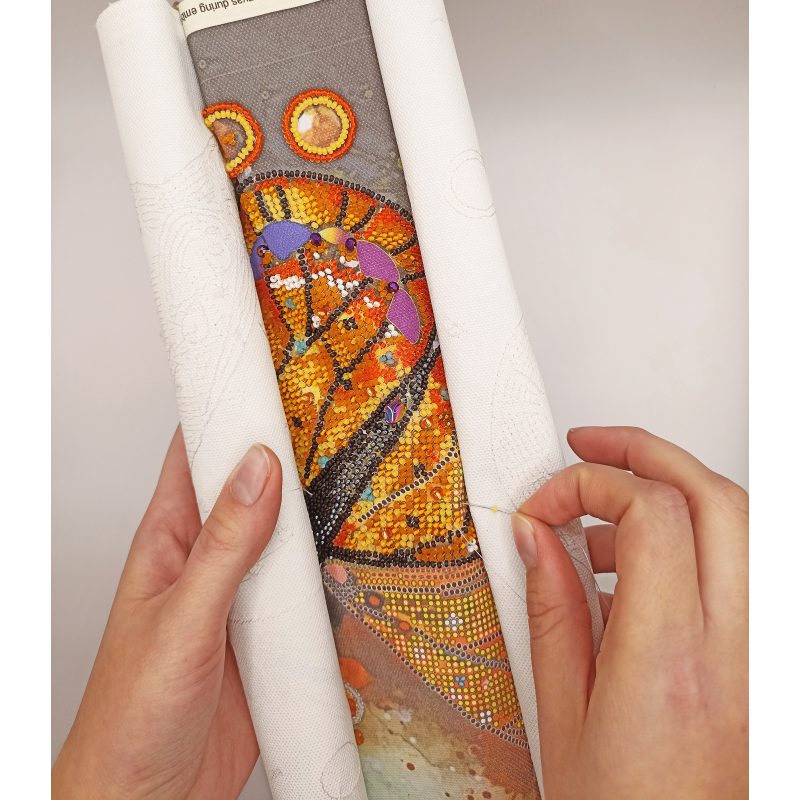 Bead Embroidery Kit on Art Canvas "Amber flight"