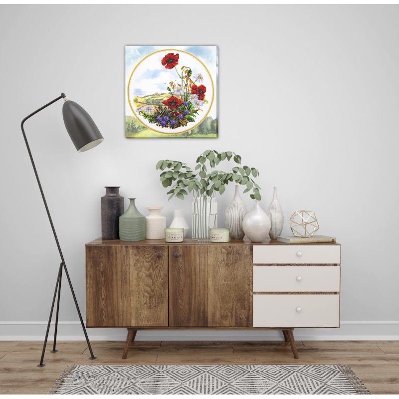 Bead Embroidery Kit on Art Canvas "Summer morning"