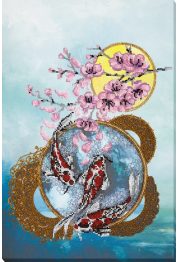 Bead Embroidery Kit on Art Canvas "Flower carps"