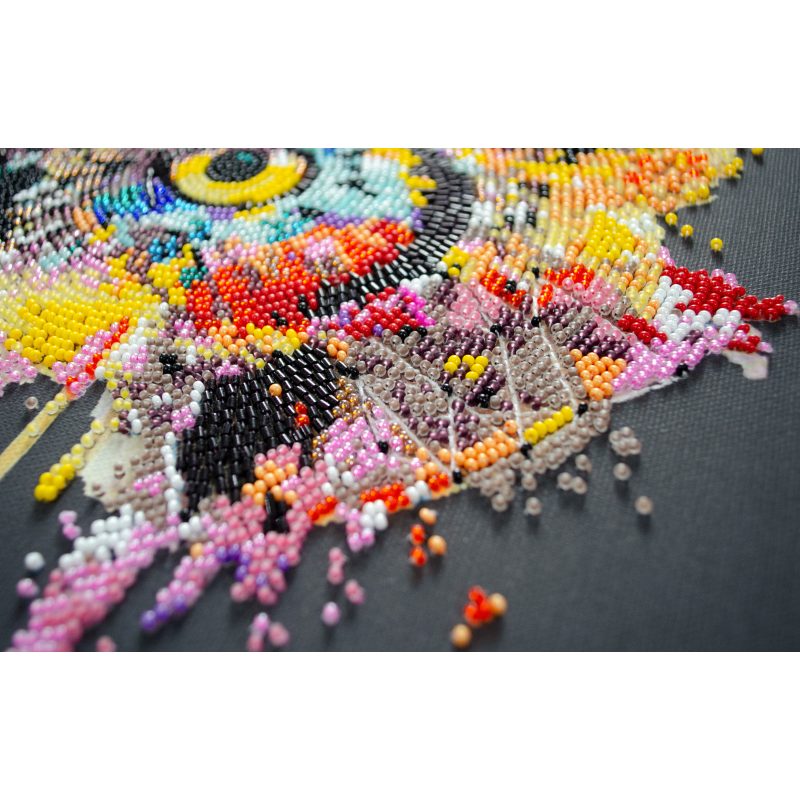 Bead Embroidery Kit on Art Canvas "Look of a predator"