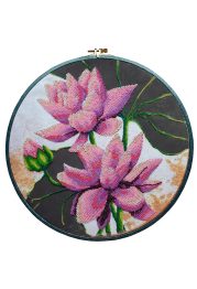 Bead Embroidery Kit on Art Canvas "Blooming lotus"