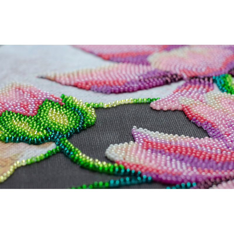 Bead Embroidery Kit on Art Canvas "Blooming lotus"
