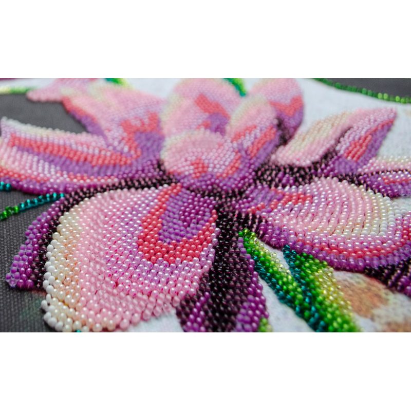 Bead Embroidery Kit on Art Canvas "Blooming lotus"