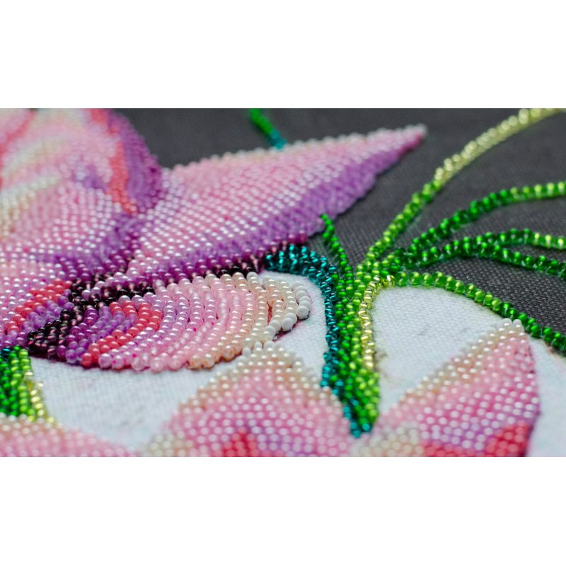 Bead Embroidery Kit on Art Canvas "Blooming lotus"