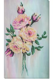 Bead Embroidery Kit on Art Canvas "Gentle roses"