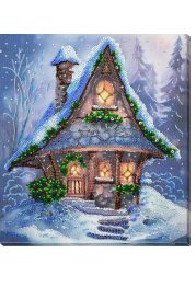 Bead Embroidery Kit on Art Canvas "When winter blows cold"