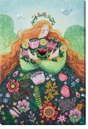 Bead Embroidery Kit on Art Canvas "Spring in love"