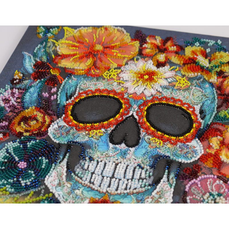 Bead Embroidery Kit on Art Canvas "Calavera"