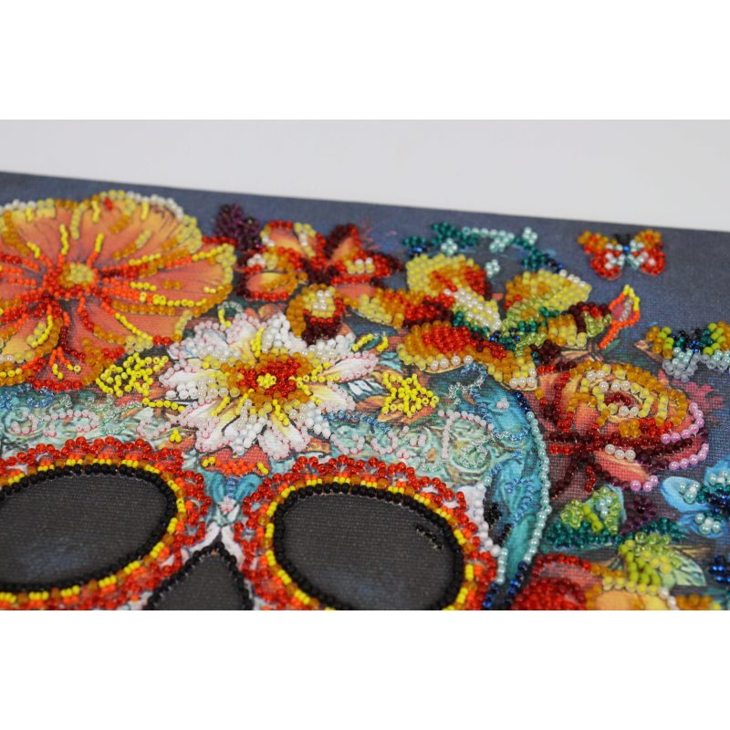 Bead Embroidery Kit on Art Canvas "Calavera"