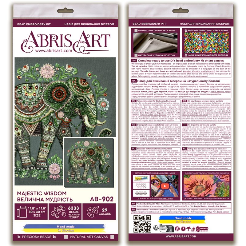 Bead Embroidery Kit on Art Canvas "Majestic wisdom"