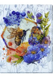 Bead Embroidery Kit on Art Canvas "Flower honey"