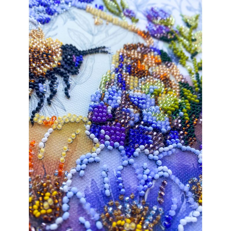 Bead Embroidery Kit on Art Canvas "Flower honey"