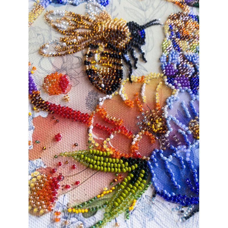 Bead Embroidery Kit on Art Canvas "Flower honey"