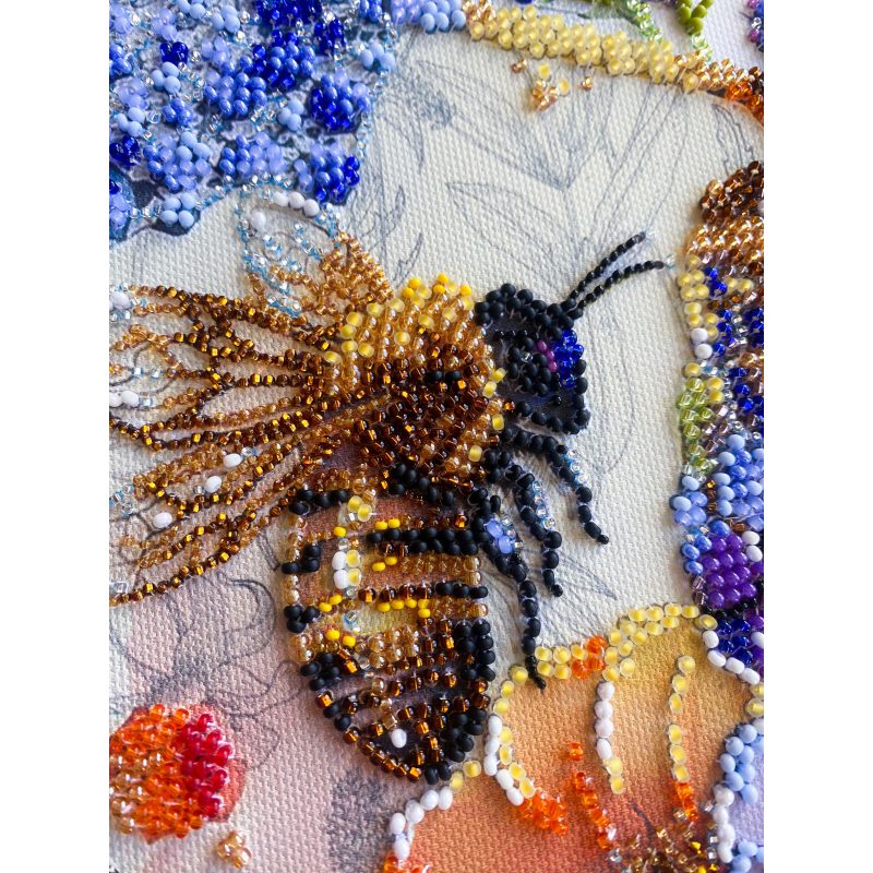 Bead Embroidery Kit on Art Canvas "Flower honey"