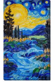 Bead Embroidery Kit on Art Canvas "There behind the waterfall"