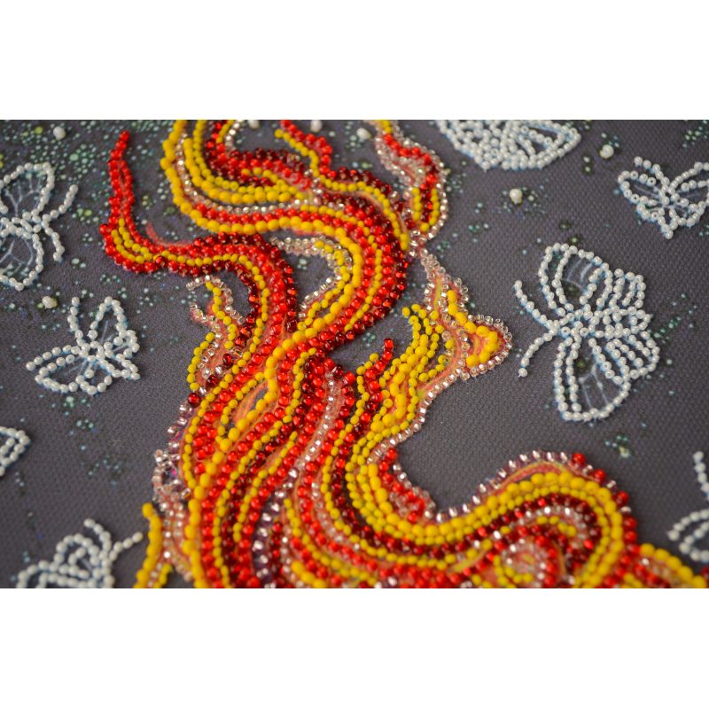Bead Embroidery Kit on Art Canvas "Dancing around the campfire"
