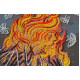 Bead Embroidery Kit on Art Canvas "Dancing around the campfire"