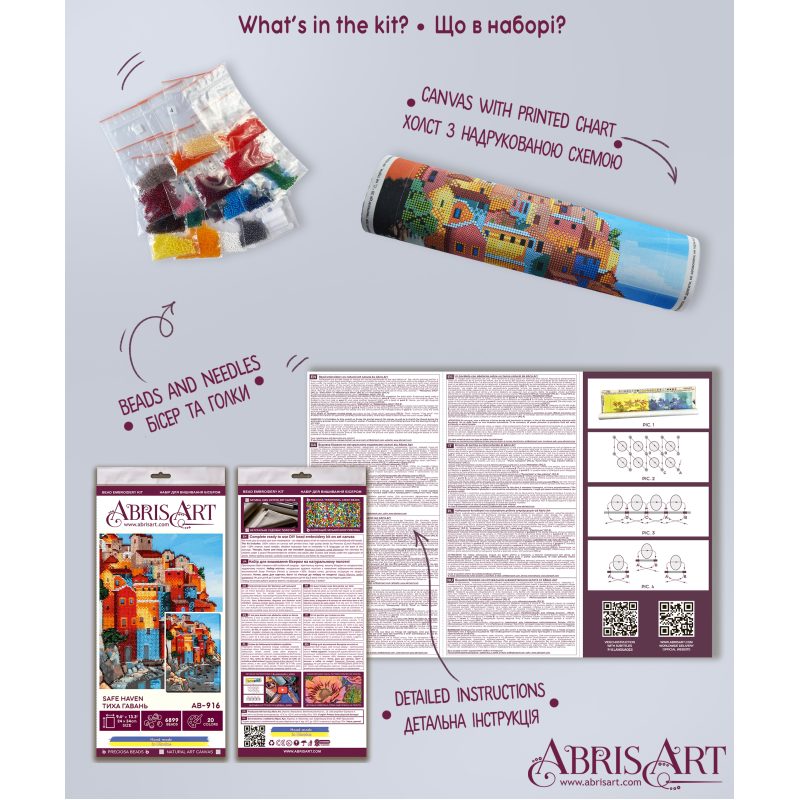 Bead Embroidery Kit on Art Canvas "Safe haven"
