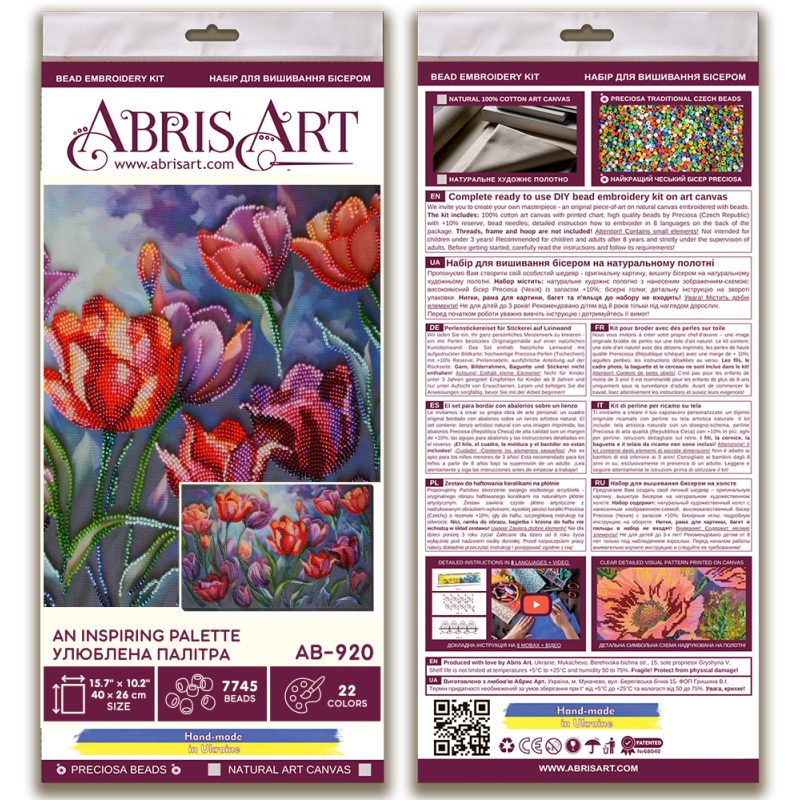 Bead Embroidery Kit on Art Canvas "An inspiring palette"
