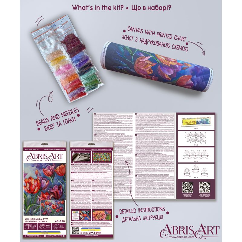 Bead Embroidery Kit on Art Canvas "An inspiring palette"
